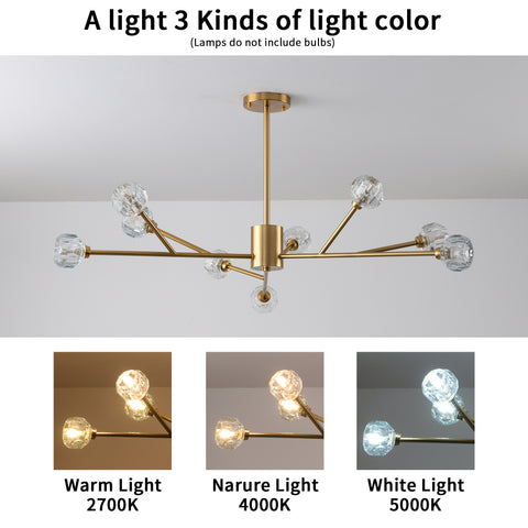 Misty Valley 9-Light Modern American chandelier Golden Iron, Mid-Century Pendant Ceiling Light