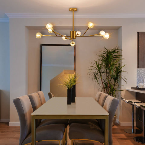 Misty Valley 9-Light Modern American chandelier Golden Iron, Mid-Century Pendant Ceiling Light