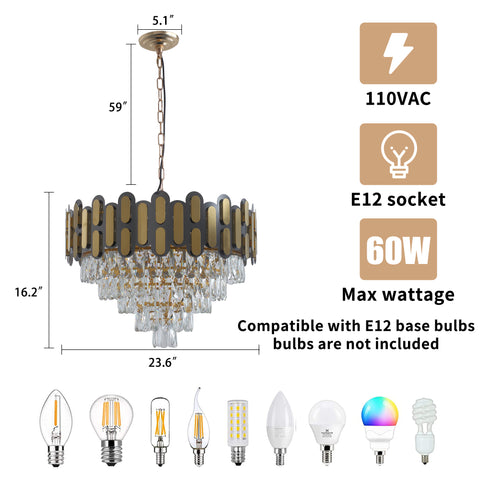Misty Valley Modern American pendant diamond crystal chandelier -8 bulbs