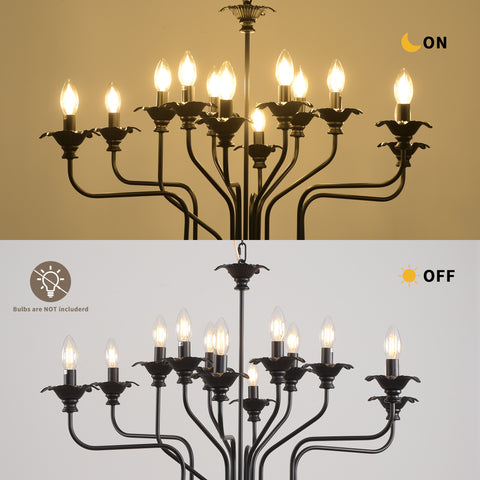Misty Valley Retro American style stamen-shaped iron chandelier -12 bulbs -E12 lamp holder