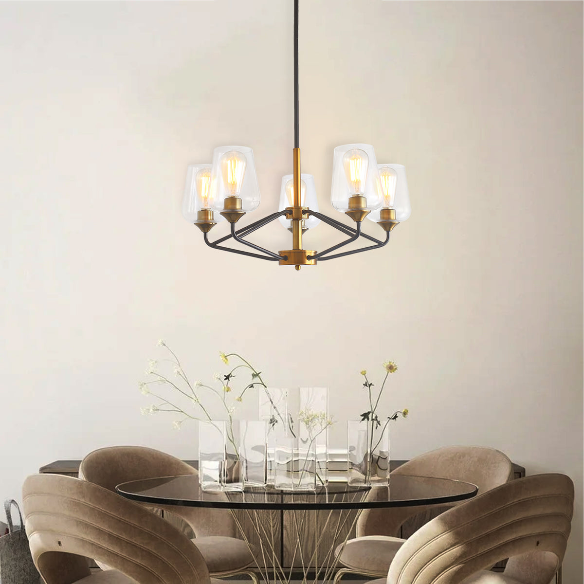 Misty Valley Modern American Hanging Chandelier -5 bulbs -E26 lamp holder