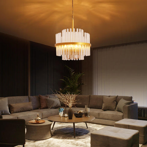 Misty Valley 4-Light Modern American Cylindrical Glam Crystal Chandelier for Living Room-E12 lamp holder