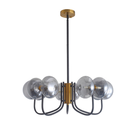 Misty Valley Modern American Chandelier-Black Gold Iron Glass Lampshade -10 bulbs -G9 Lamp Holder