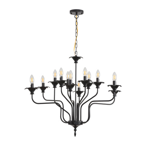 Misty Valley Retro American style stamen-shaped iron chandelier -12 bulbs -E12 lamp holder