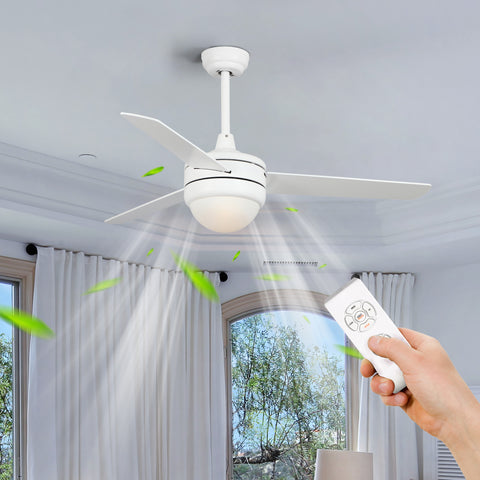 Misty Valley 50in. Modern White Ceiling Fan with Light, Remote Control Quiet Reversible Motor Ceiling Fan For Patio Living Room,