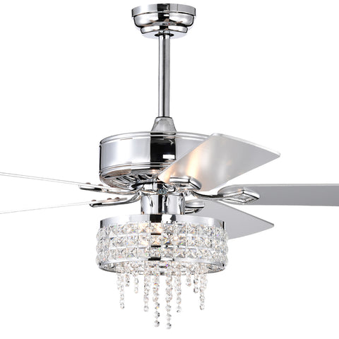 Misty Valley 52in. Modern Glam Crystal Reversible Ceiling Fan with Light for Living Room