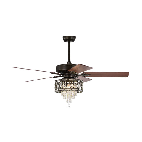 Misty Valley 52in. Industrial Black Ceiling Fan with Light, Remote Control,Wood Ceiling Fan for Living Room