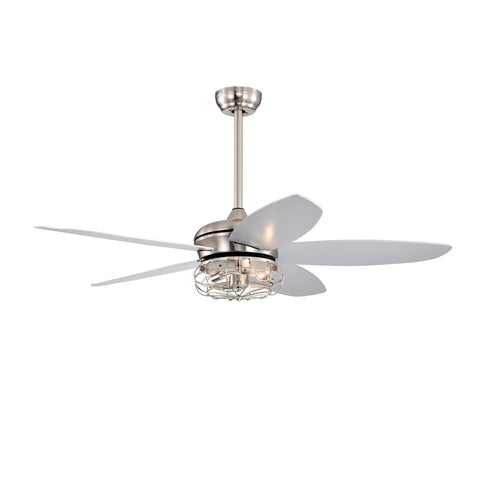 Misty Valley 52in. Industrial Brush Nickel Ceiling Fans with Light,Remote Control Ceiling Fan with for Living Room