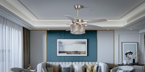Misty Valley 52in. Modern Glam Brushed Nickel Crystal Ceiling Fan with Light Kit and Remote Control