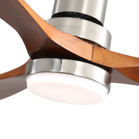 Misty Valley 52" Light Brown Ceiling Fan with Lights, Ceiling Fan with Remote Control, Noiseless Reversible DC Motor and 3 Wood Blades, Timer, 6 Speed for Patio Bedroom, Office