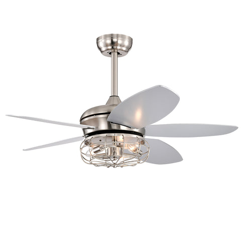 Misty Valley 52in. Industrial Brush Nickel Ceiling Fans with Light,Remote Control Ceiling Fan with for Living Room