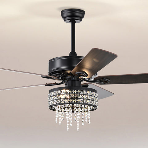 Misty Valley 52in. Modern Glam Crystal Ceiling Fan with Light,3-Speed Reversible Remote Control Ceiling Fan