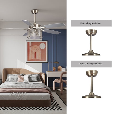 Misty Valley 52in. Modern Glam Brushed Nickel Crystal Ceiling Fan with Light Kit and Remote Control
