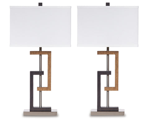 Misty Valley Syler Brown+Silver Finish Contemporary Table Lamp (Set of 2)