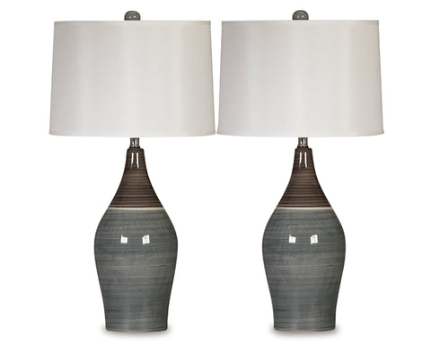 Misty Valley Niobe Multi Gray Contemporary Table Lamp (Set of 2)