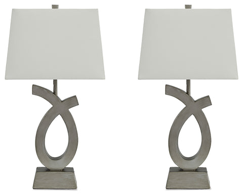 Misty Valley Amayeta Silver Finish Contemporary Table Lamp (Set of 2)