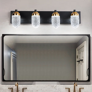 Misty Valley 4-Light Crystal Vanity Lightsfor Bathroo, Black Gold Vintage Vanity Light LED Bathroom Wall