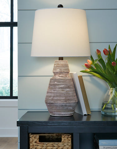 Misty Valley Jairburns Brick Red/White Casual Table Lamp (Set of 2)