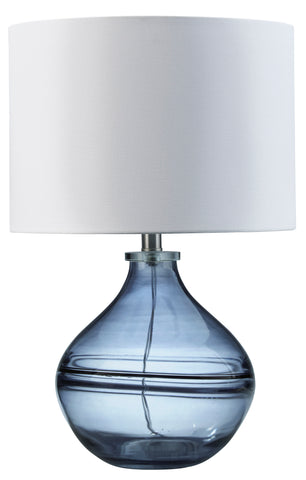 Misty Valley Lemmitt Art Glass With Crystal Drum Navy Contemporary Table Lamp
