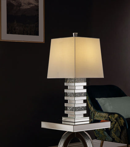 Misty Valley Noralie Novelty Design Table Lampshade,Mirrored Finish and Trimmed with Clear Glass Table Lamp