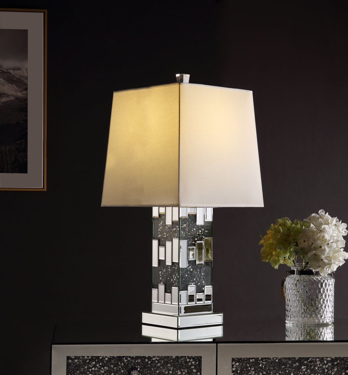 Misty Valley Noralie Modern Cuboid Shape with Mirrored Finish Table Lamp for Living Room