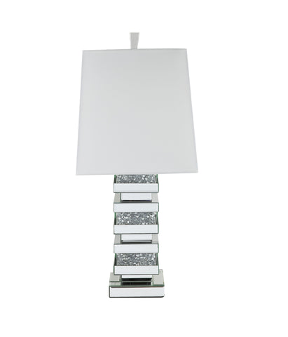 Misty Valley Noralie Novelty Design Table Lampshade,Mirrored Finish and Trimmed with Clear Glass Table Lamp