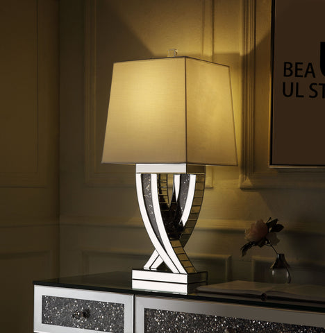 Misty Valley Noralie Modern Clear Glass Table Lamp, Mirrored & Faux Diamonds