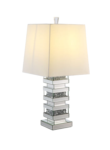 Misty Valley Noralie Novelty Design Table Lampshade,Mirrored Finish and Trimmed with Clear Glass Table Lamp