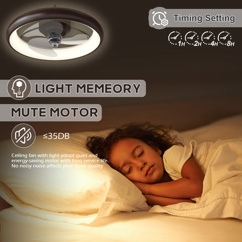 Misty Valley 20in. Modern Dual Control Low Profile Ceiling Fan with Light, Dimmable LED Flush Mount Ceiling Fan for Bedroom