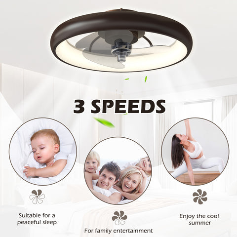 Misty Valley 20in. Modern Dual Control Low Profile Ceiling Fan with Light, Dimmable LED Flush Mount Ceiling Fan for Bedroom