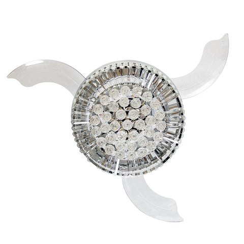 Misty Valley 42in. Bellini Glam Chrome Crystal 3-Blade LED Retractable Ceiling Fan with Remote Control