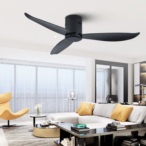 Misty Valley 5in. Low Profile Ceiling Fan Without Light, Black Flush Mount Ceiling Fans No Lights