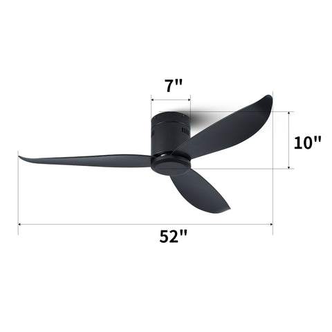 Misty Valley 5in. Low Profile Ceiling Fan Without Light, Black Flush Mount Ceiling Fans No Lights