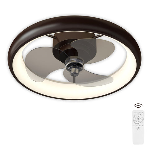 Misty Valley 20in. Modern Dual Control Low Profile Ceiling Fan with Light, Dimmable LED Flush Mount Ceiling Fan for Bedroom