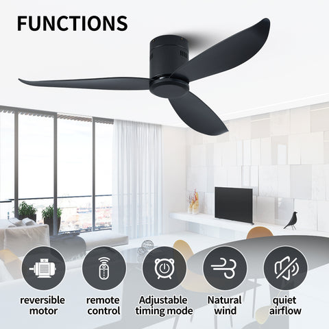 Misty Valley 5in. Low Profile Ceiling Fan Without Light, Black Flush Mount Ceiling Fans No Lights
