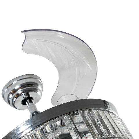 Misty Valley 42in. Bellini Glam Chrome Crystal 3-Blade LED Retractable Ceiling Fan with Remote Control