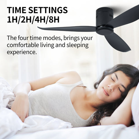 Misty Valley 5in. Low Profile Ceiling Fan Without Light, Black Flush Mount Ceiling Fans No Lights