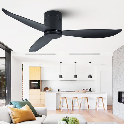 Misty Valley 5in. Low Profile Ceiling Fan Without Light, Black Flush Mount Ceiling Fans No Lights