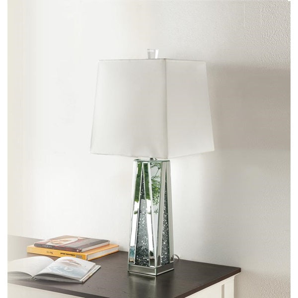 Misty Valley Noralie Modern Mirrored Geometric Base Table Lamp for Bedroom