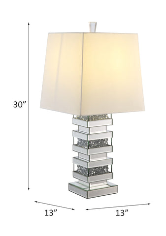 Misty Valley Noralie Novelty Design Table Lampshade,Mirrored Finish and Trimmed with Clear Glass Table Lamp