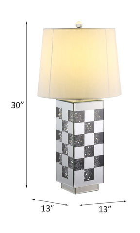 Misty Valley Noralie Modern Drun Shaped Table Lamp, Mirrored & Faux Diamonds