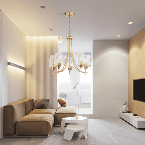 Misty Valley 5-Light Brush Nickle Vintage French Chandelier For Living Room, Dining Room