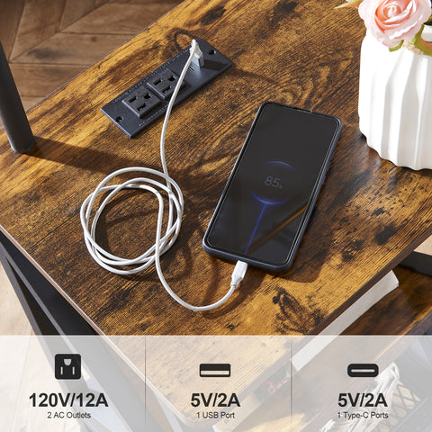 Misty Valley Side Table End Table with Floor Lamp for Living Room, Bedroom