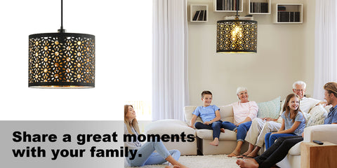 Misty Valley Plug-in Black Chandelier With Sunflower Shade Pendant Light for Bedroom(set of 2)
